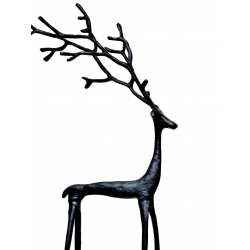 Dekoracja METALOWY JELEŃ CZARNY wysoki XL 60cm